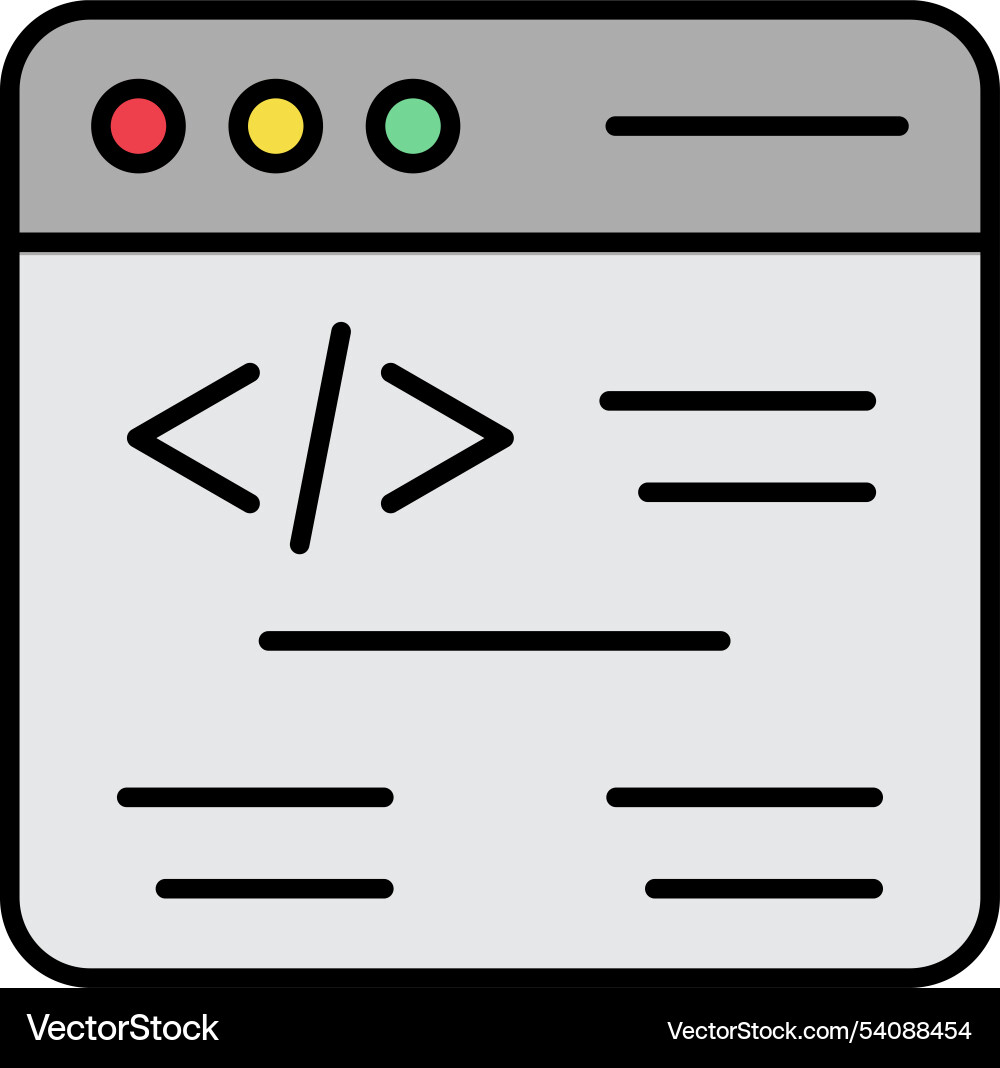 Web-Codierung Linie gefüllt Icon Design vektorbild