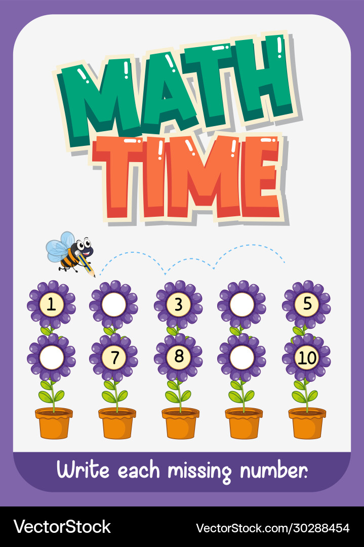 Worksheet template design for math with missing Vector Image
