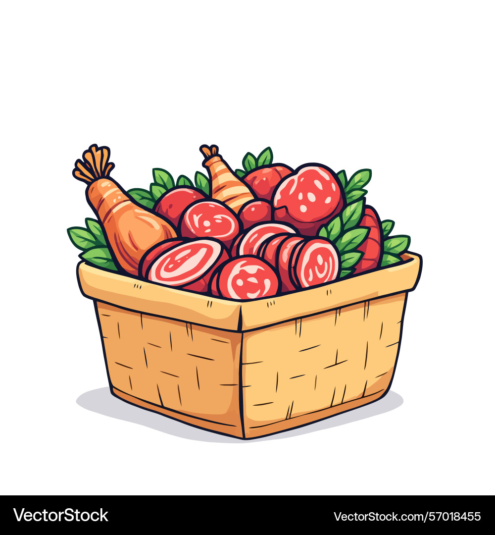 Ai-generated wicker basket overflowing with fresh Vector Image