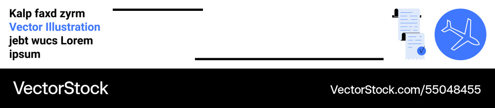 Airplane symbol with text and document elements Airplane symbol with text and document elements vector image