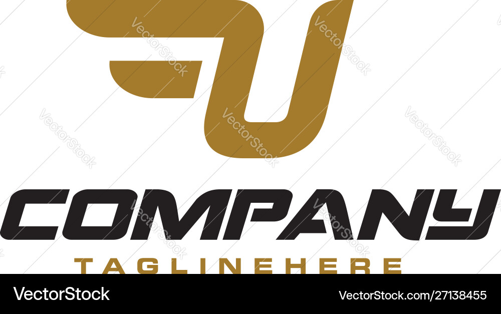 Buchstaben u Logo mit einfachen Flügeln Designelement Vektorbild
