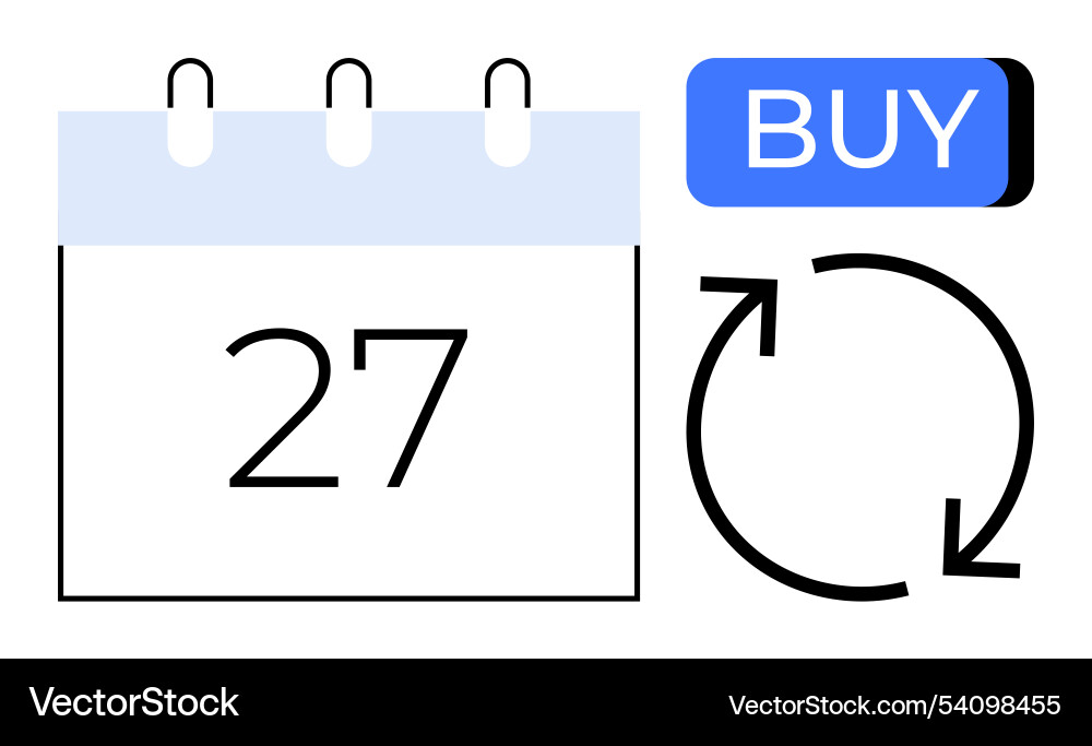 Calendar date with a buy button and refresh icon Vector Image