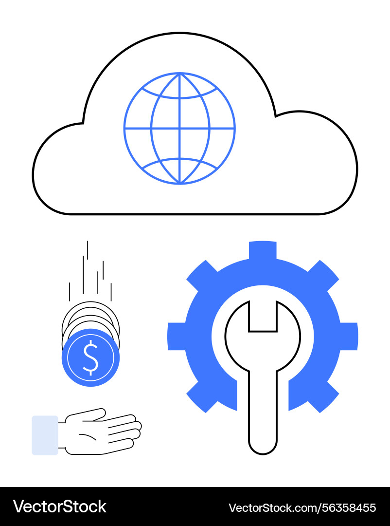 Cloud computing with global connectivity Cloud computing with global connectivity vector image