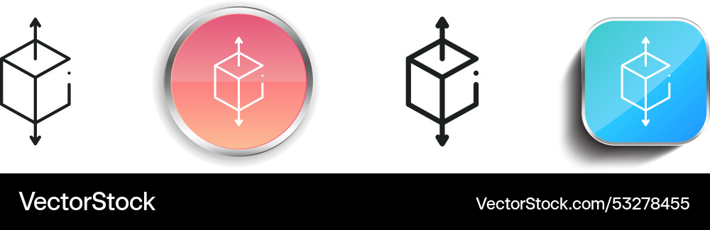 Cube Symbol dünn linear regelmäßig und Knopf Stil vektorbild
