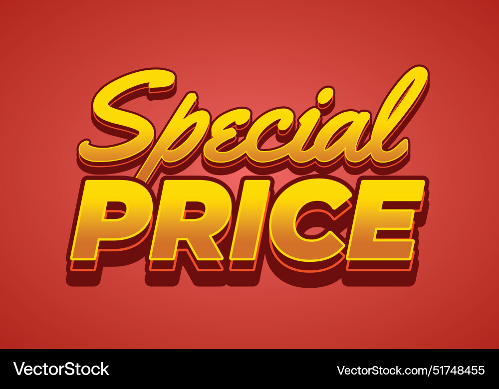 Special price text effect in 3d style with good Vector Image