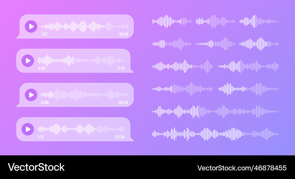 Voice audio message transparent speech bubbles Voice audio message transparent speech bubbles Vector Image