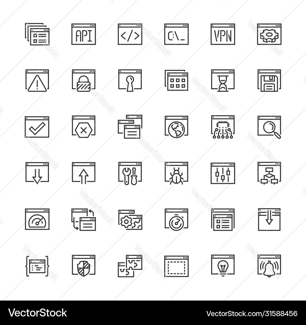 Anwendungen und Programmier-Symbol im Umriss Anwendungen und Programmier-Symbol im Umriss vektorbild