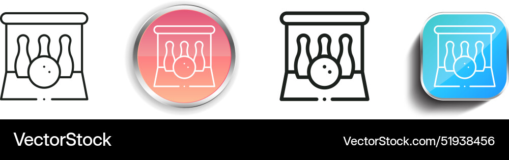 Bowling lane icon thin linear regular and button vector image