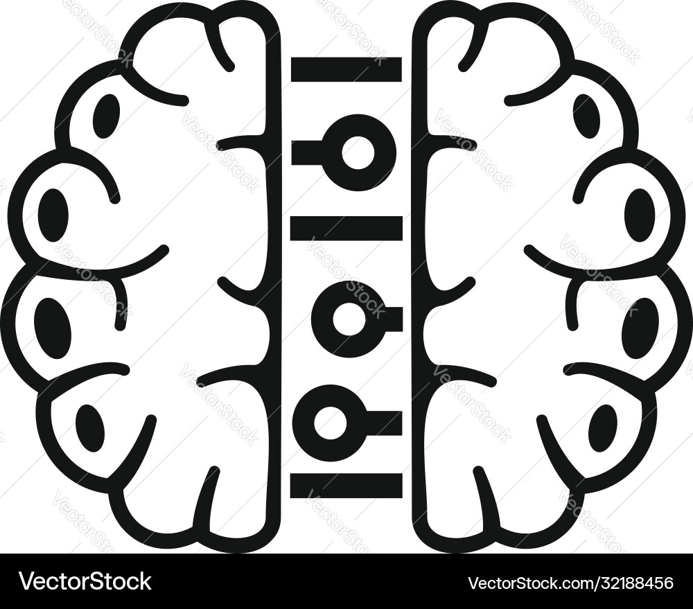 Future binary brain icon simple style Future binary brain icon simple style vector image