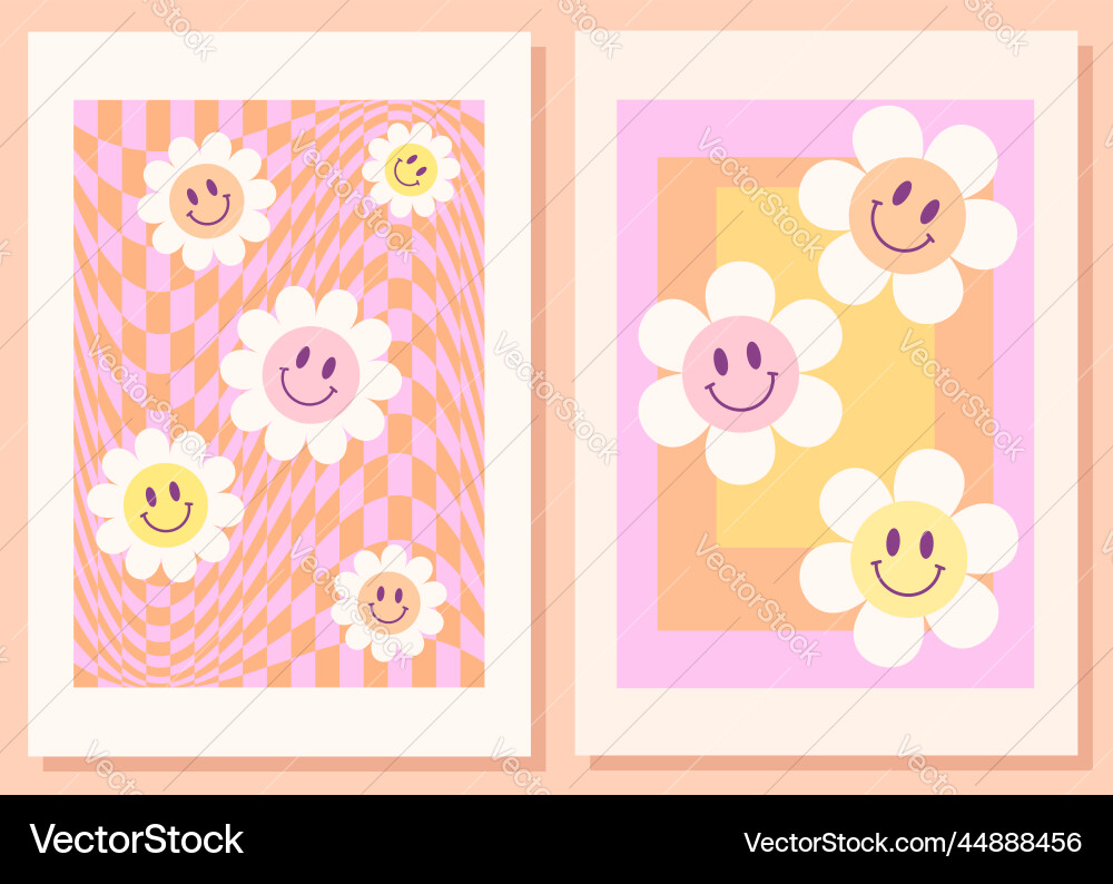 Happy hippie art prints set Happy hippie art prints set vector image