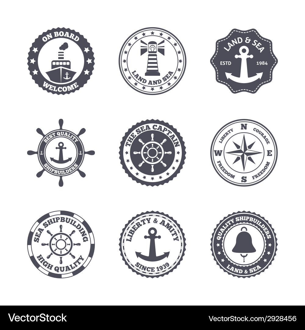 Maritime Port Label Set Vector Image