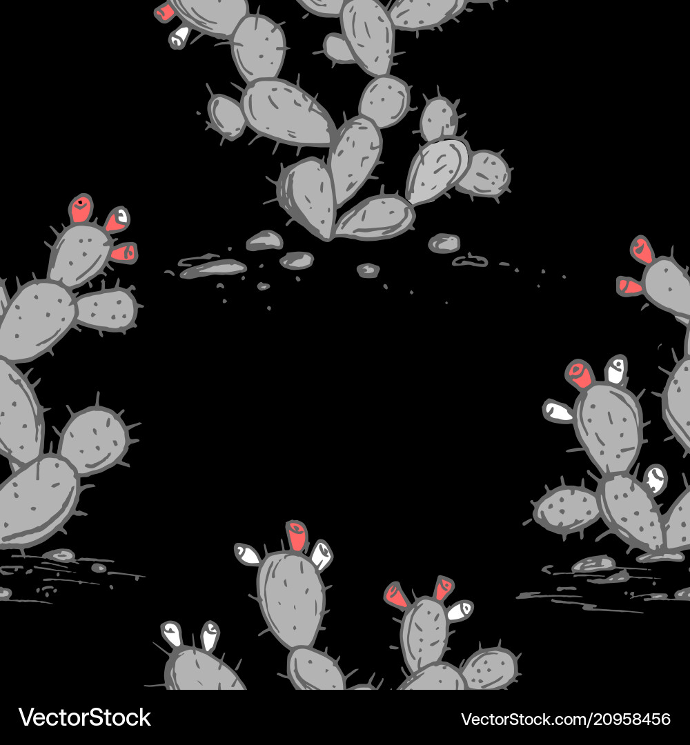 Prickly Pear Cactus Pattern Vector Image