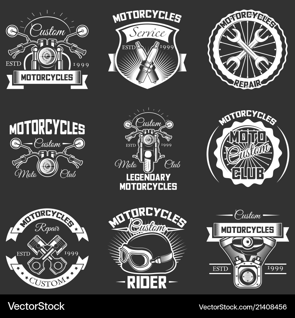Vintage Motorcycle Service Labels Vector Image