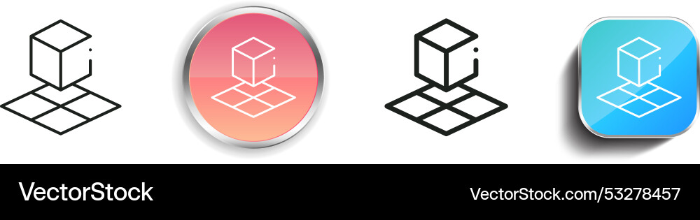 Cube icon thin linear regular and button style vector image