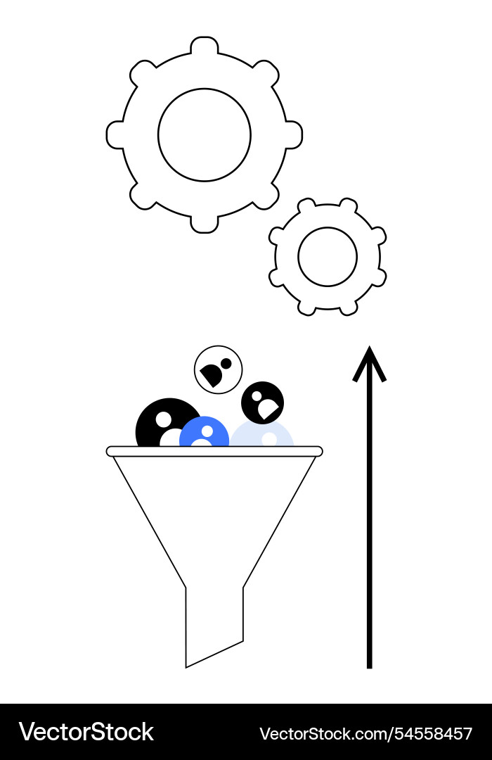 Gears and funnel streamlining processes Gears and funnel streamlining processes vector image