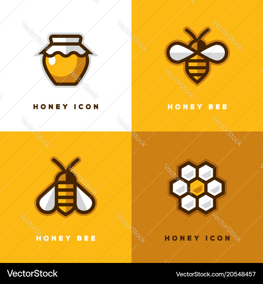 Honey Bee Logo Set vector image