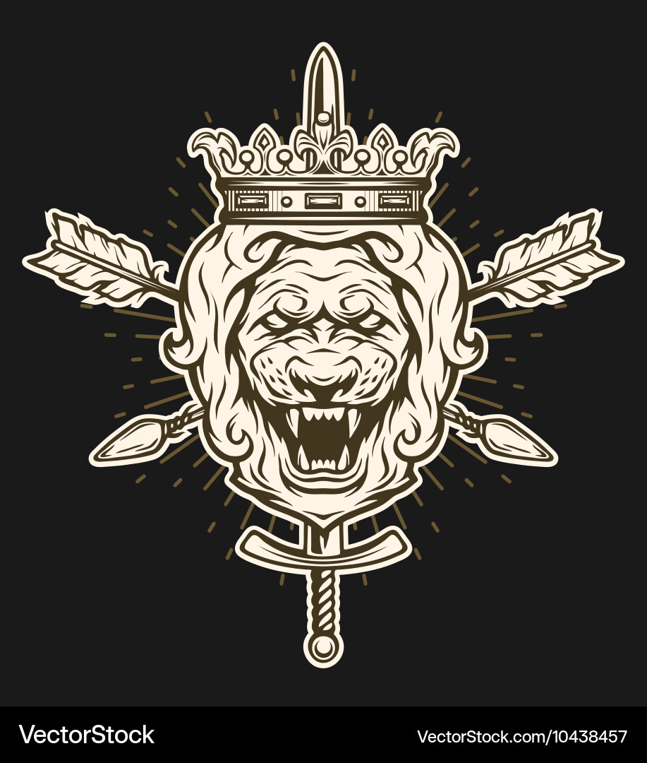 Lion Crown Emblem Vector Image
