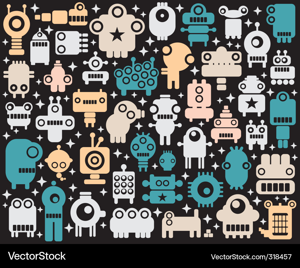 Robots & Monsters Background vector image