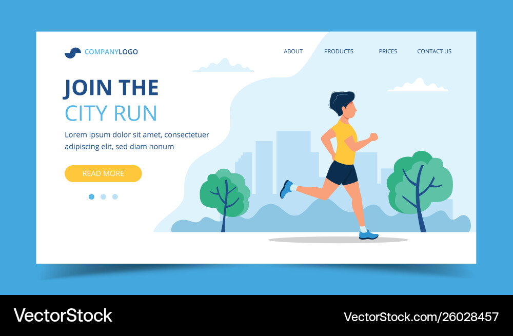 Running landing page template man Running landing page template man vector image