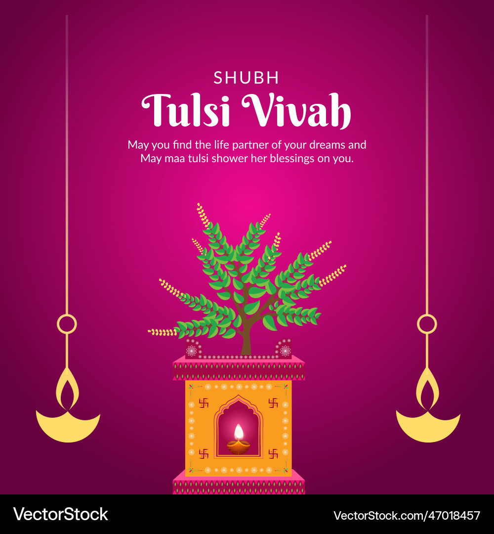 Schöne tulsi vivah hindu festival banner design Schöne tulsi vivah hindu festival banner design vektorbild