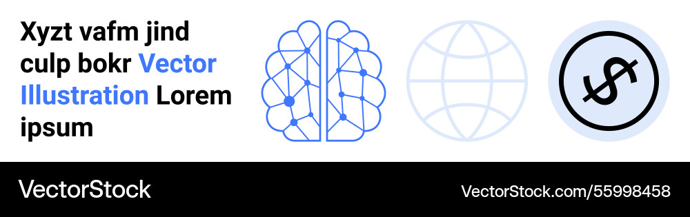 Artificial intelligence brain global network Artificial intelligence brain global network vector image