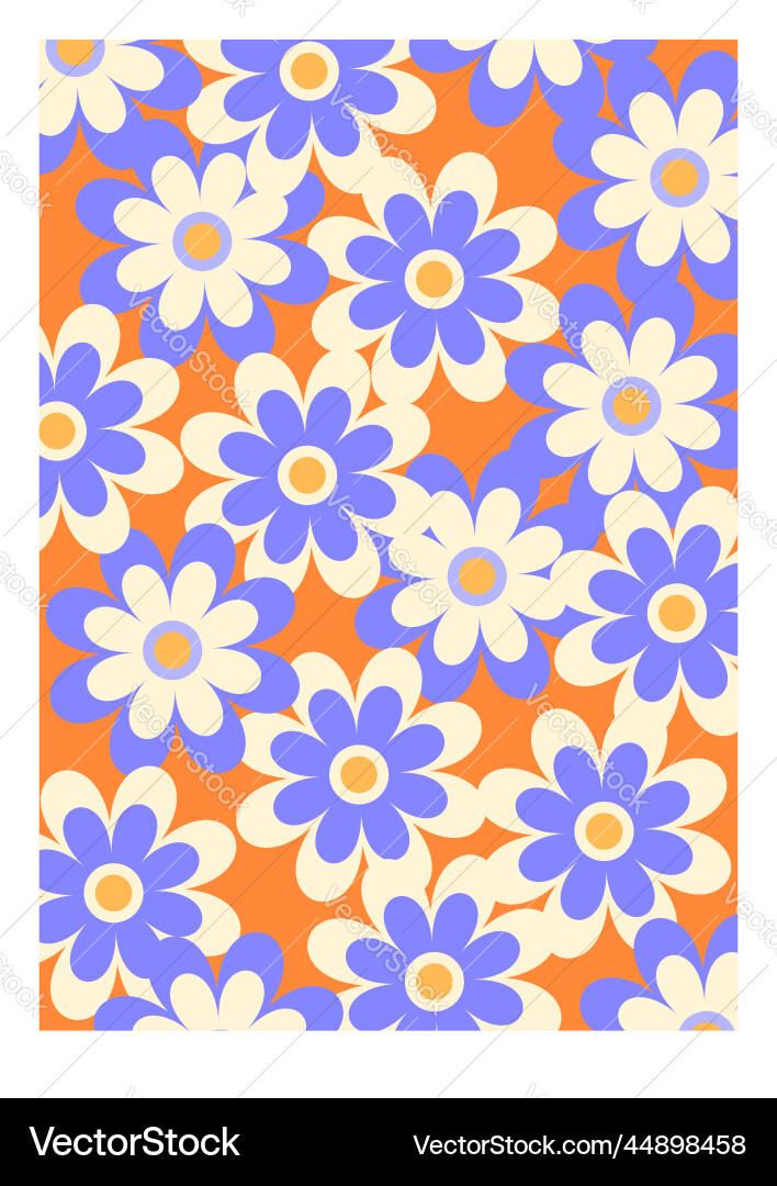 Daisy flowers retro poster Daisy flowers retro poster vector image