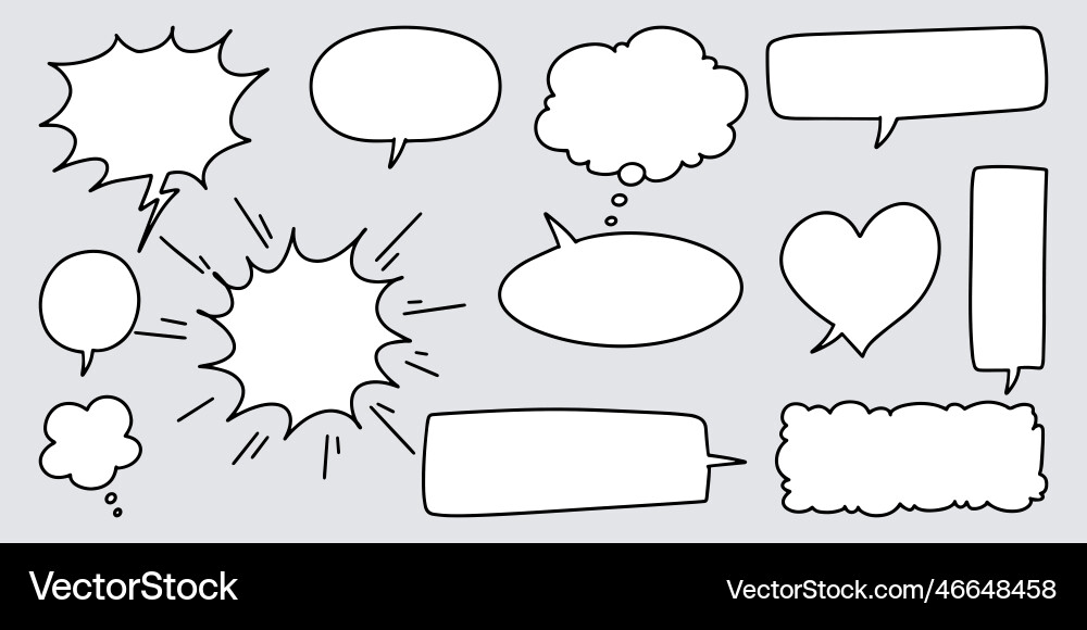 Doodle sketch style of speech bubbles hand drawn Vector Image