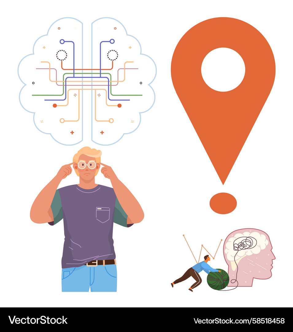 Man Reflecting on Cognitive Processes Vector Image