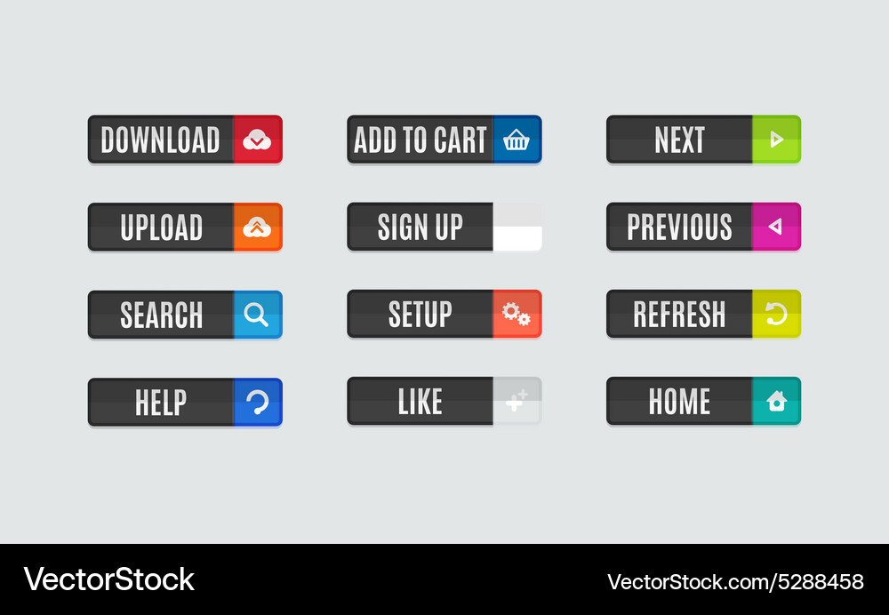 Modern flat design website navigation buttons Vector Image