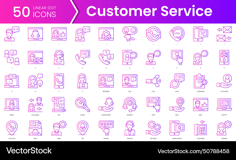Set of customer service icons gradient style icon Set of customer service icons gradient style icon vector image