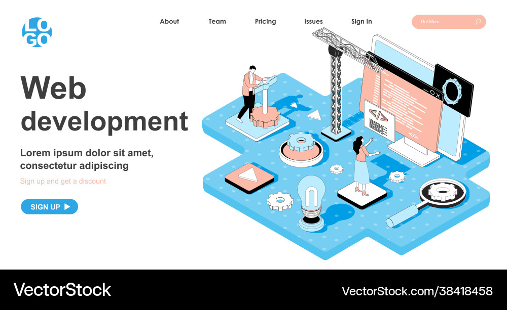 Web Development Isometric Concept vector image