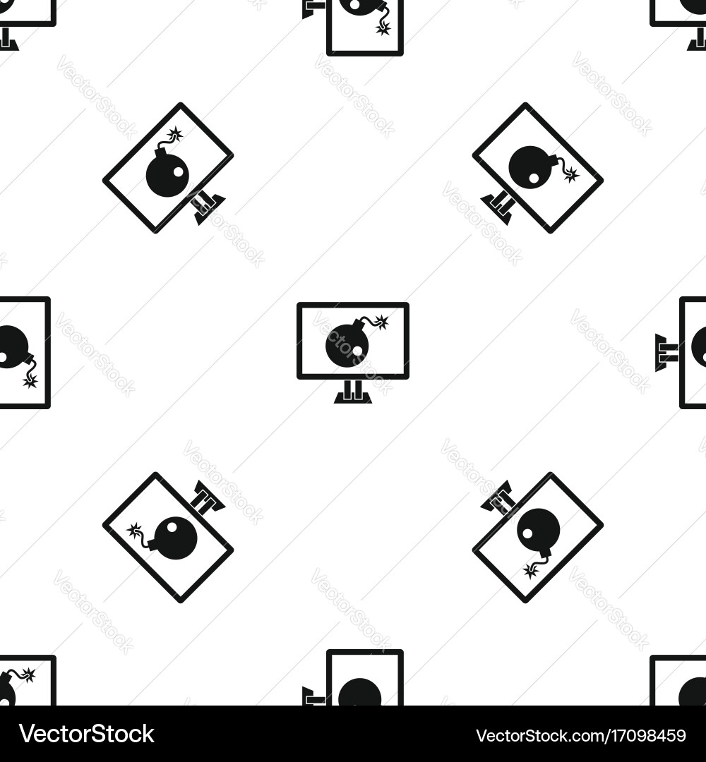 Bomb on computer monitor pattern seamless black Vector Image