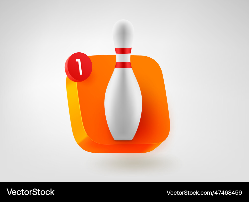 Bowling app button concept 3d mobile application Vector Image