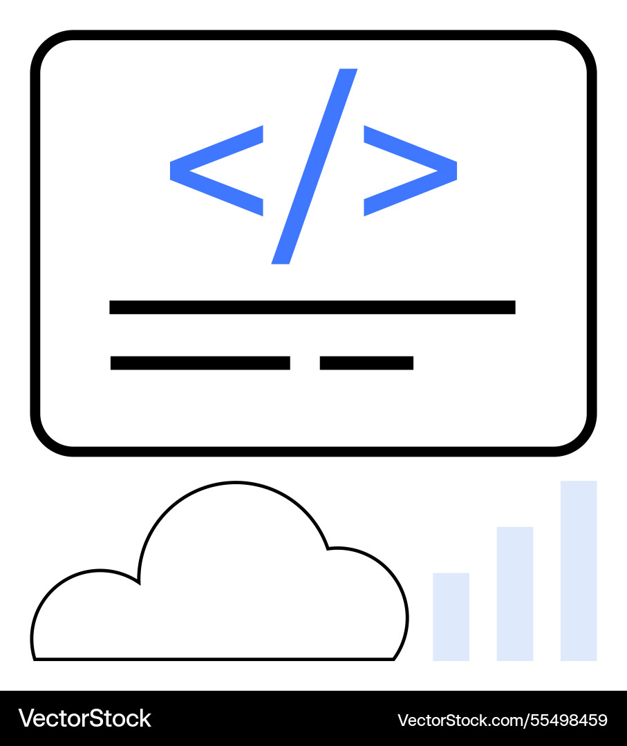 Coding interface with cloud computing and data Coding interface with cloud computing and data vector image