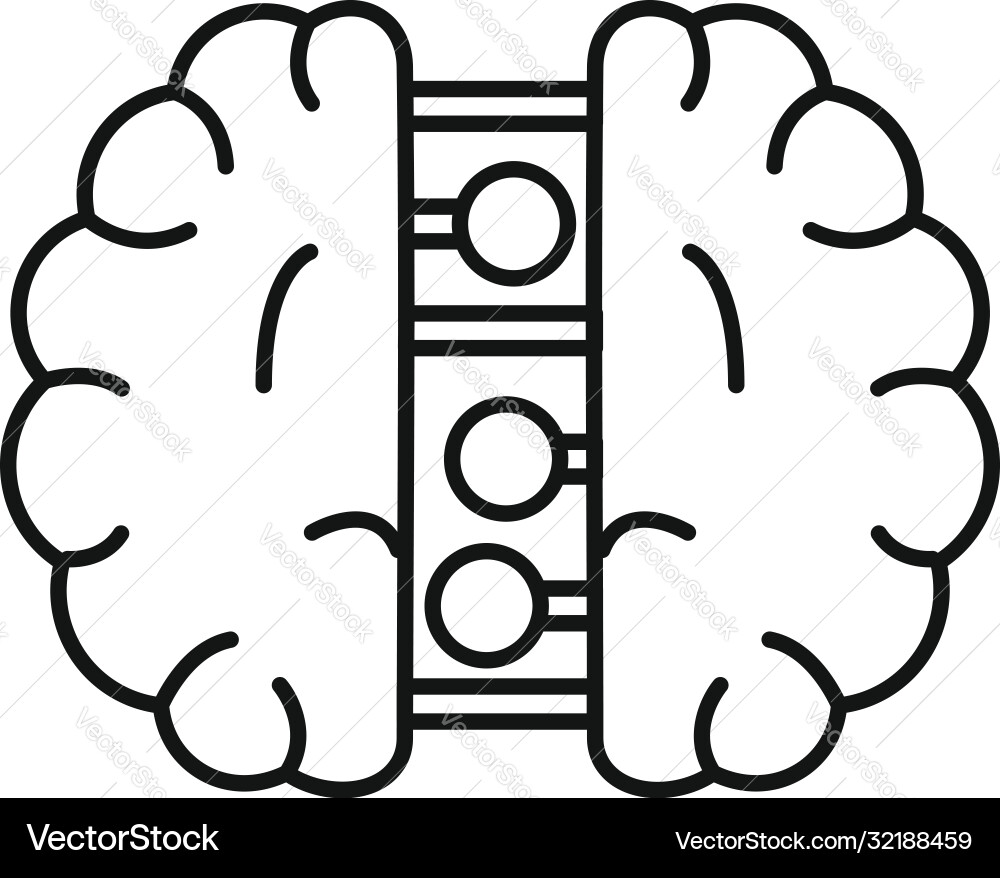 Future binary brain icon outline style Future binary brain icon outline style vector image
