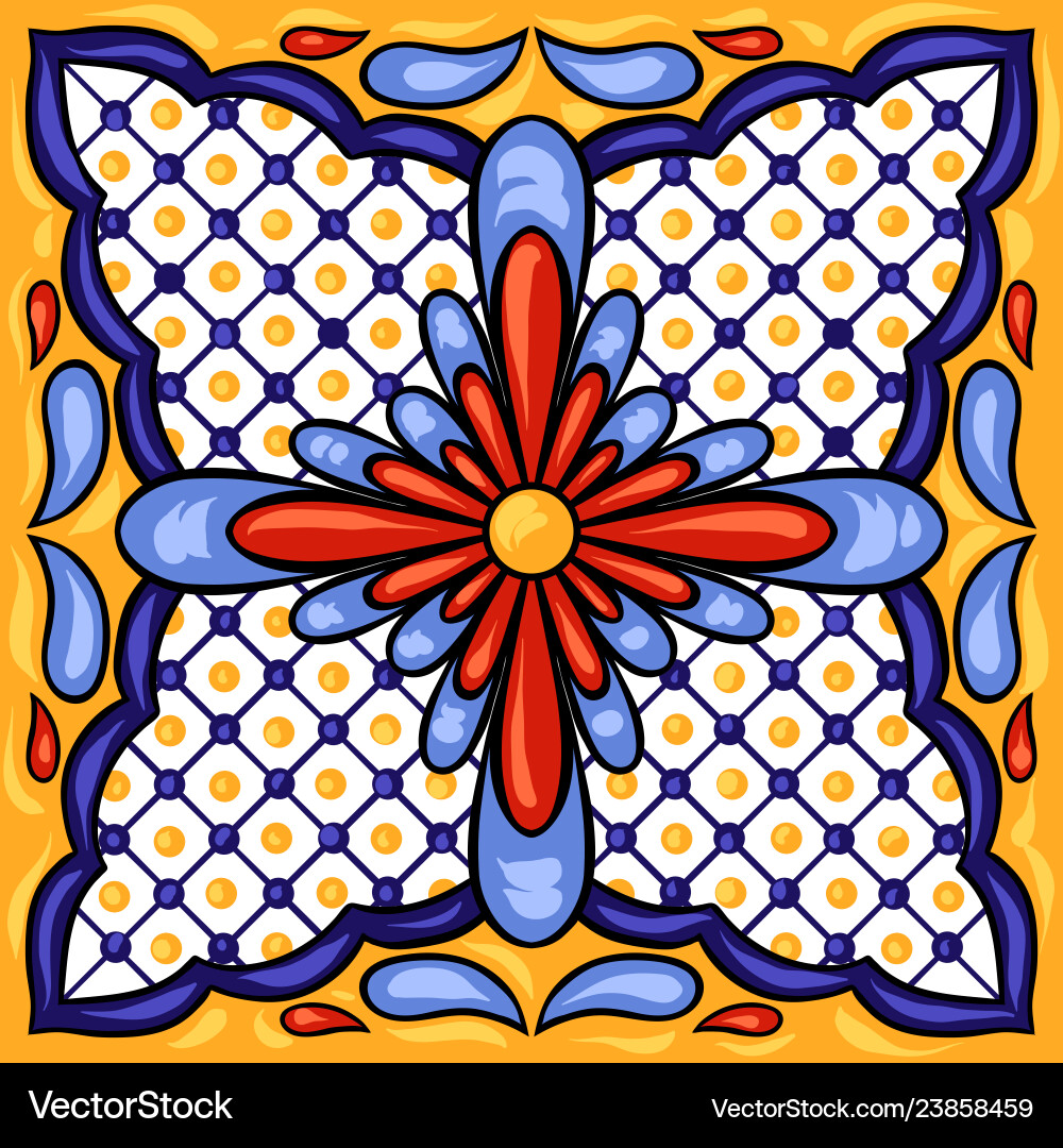 Mexican talavera ceramic tile pattern ethnic folk Mexican talavera ceramic tile pattern ethnic folk vector image