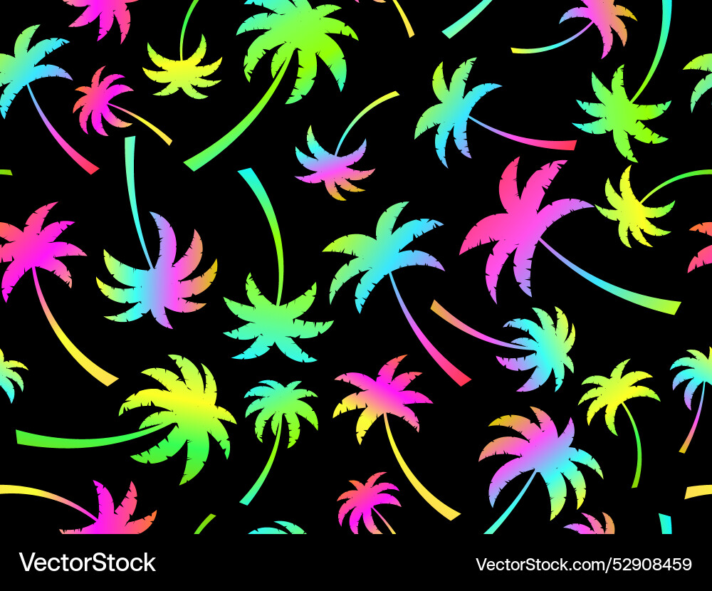 Palm trees seamless pattern colorful gradient Palm trees seamless pattern colorful gradient vector image