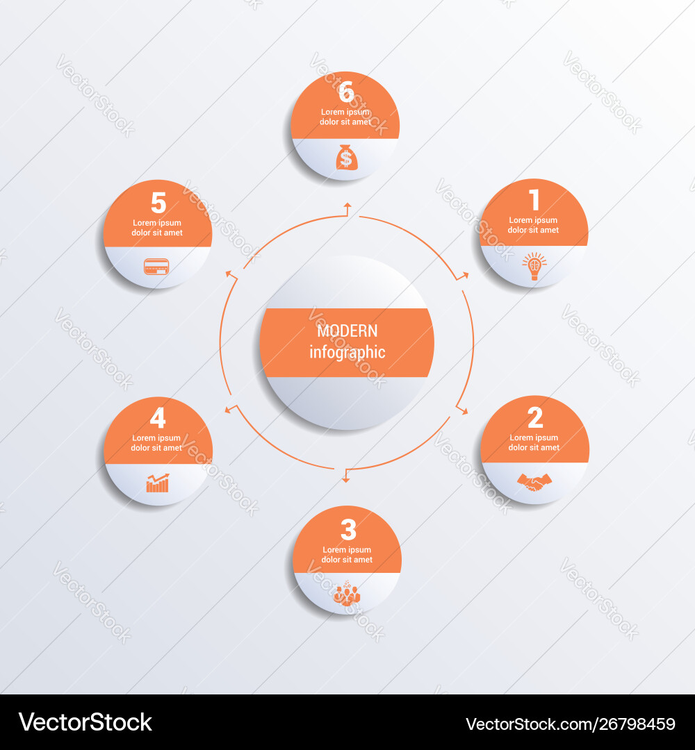 Pattern for infographic 6 positions monochromic Vector Image