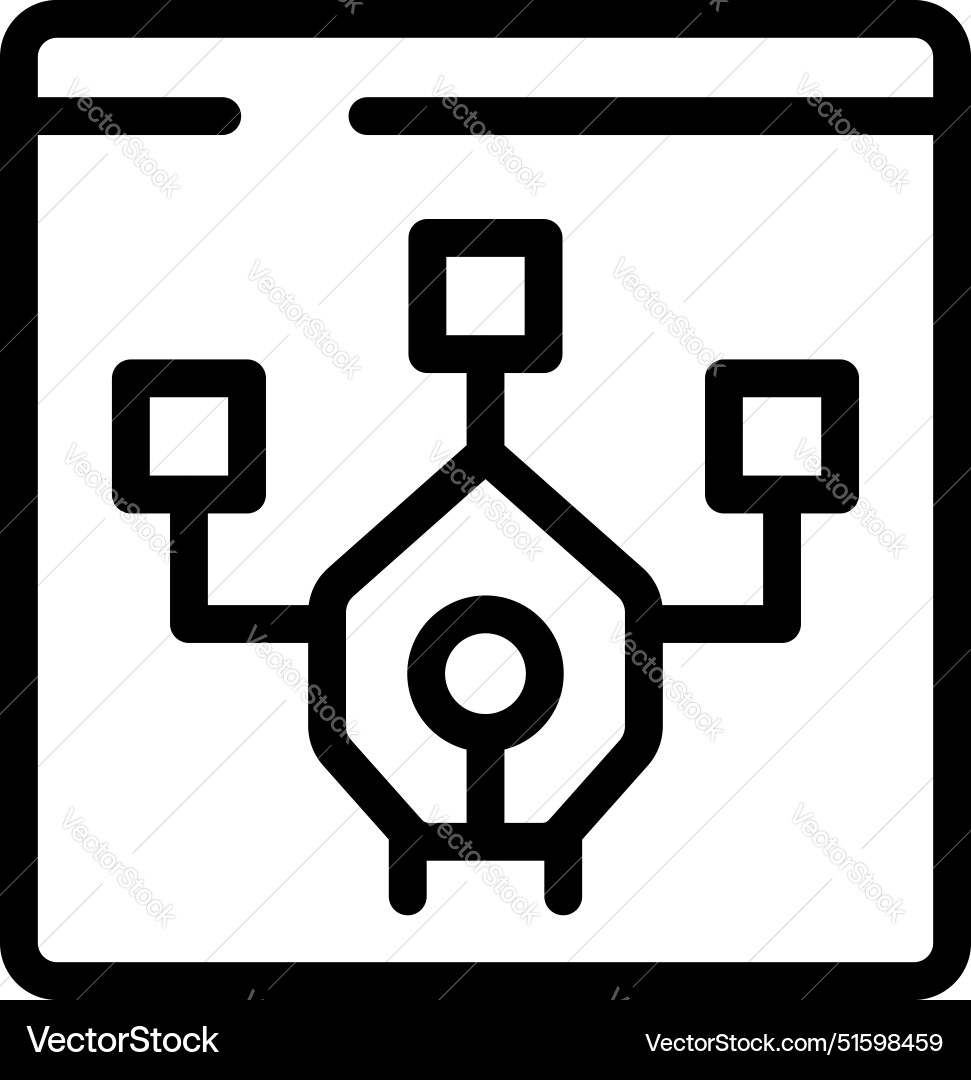 Website showing data analysis system with central Website showing data analysis system with central vector image