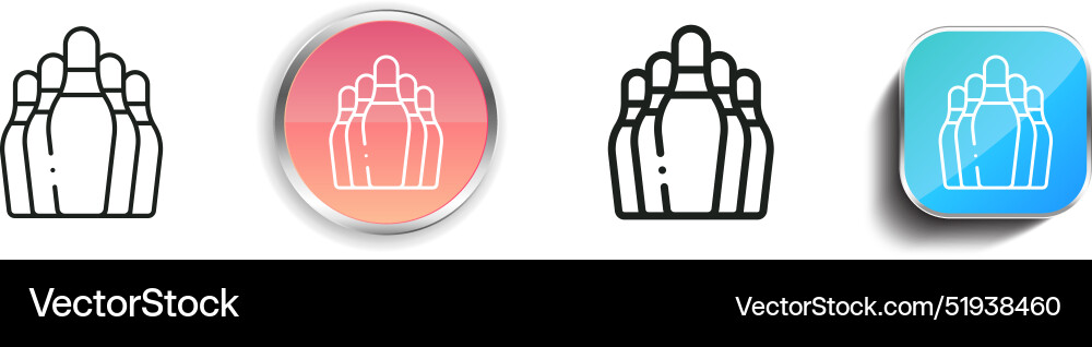 Bowling pin icon thin linear regular and button vector image