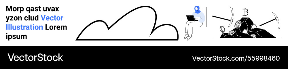 Cloud computing concept with user and data mining Cloud computing concept with user and data mining vector image