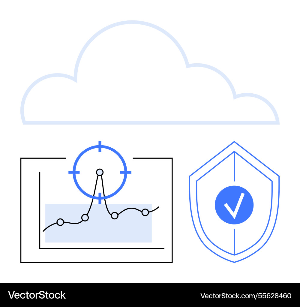 Cloud data analytics with security shield vector image