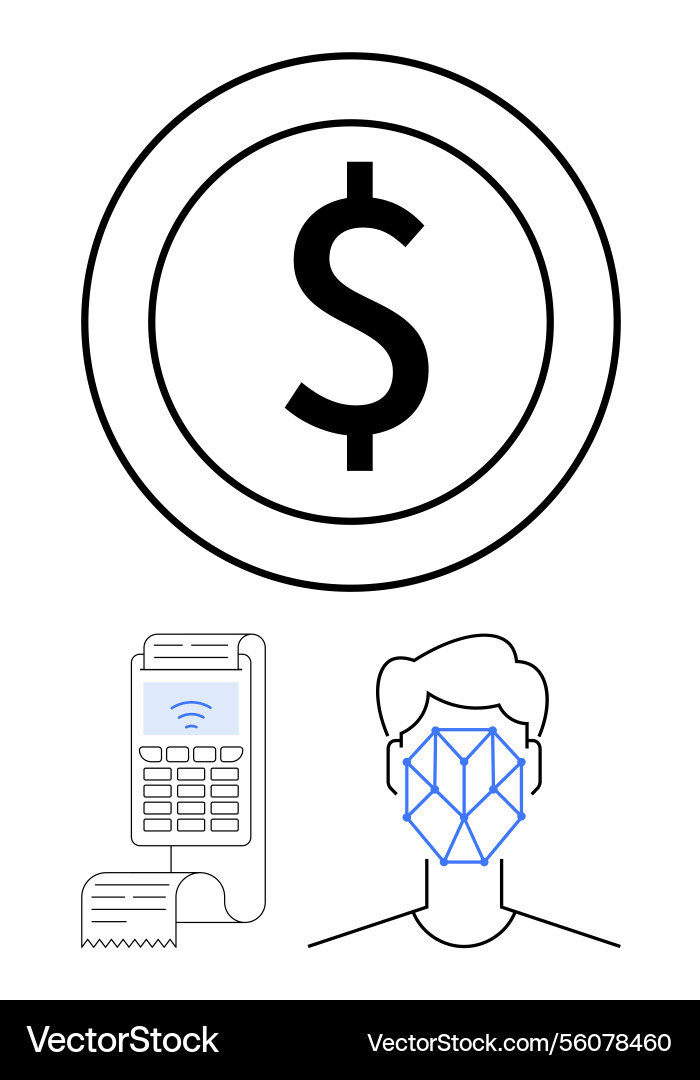 Face recognition payment system with digital Vector Image