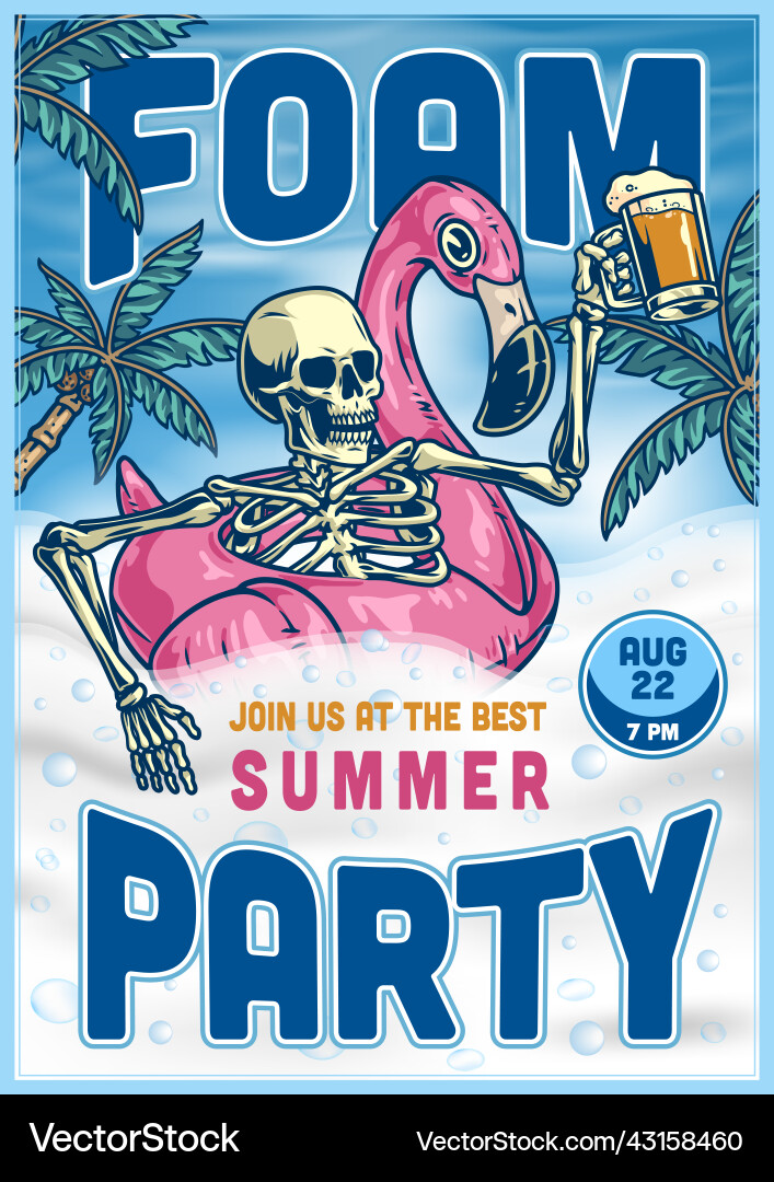 Foam Party Flyer - Tropical Vibes Vektorbild