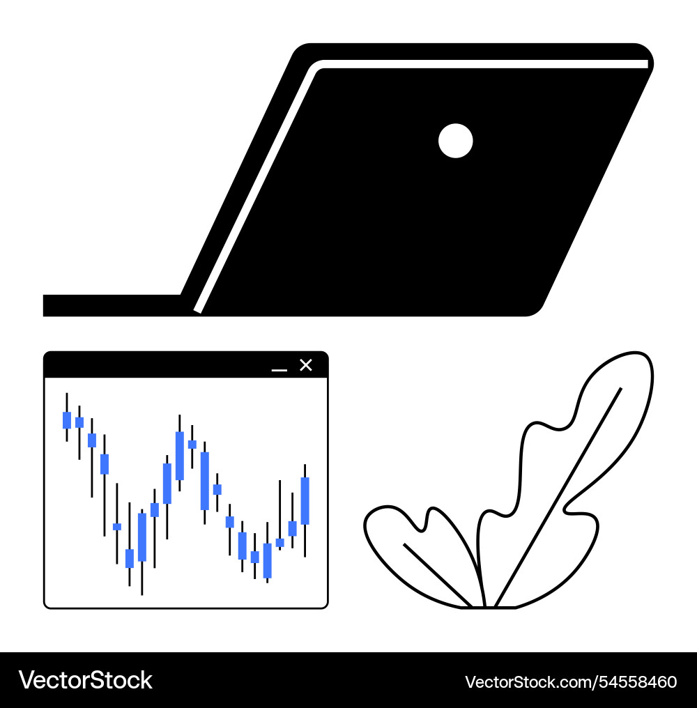 Laptop with statistics display chart window Laptop with statistics display chart window vector image