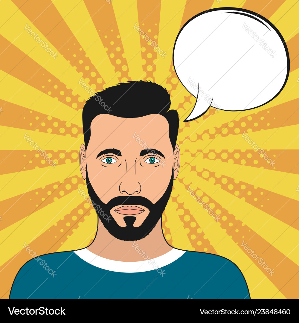 Pop Art männliches Portrait mit leerer Sprachblase Pop Art männliches Portrait mit leerer Sprachblase vektorbild