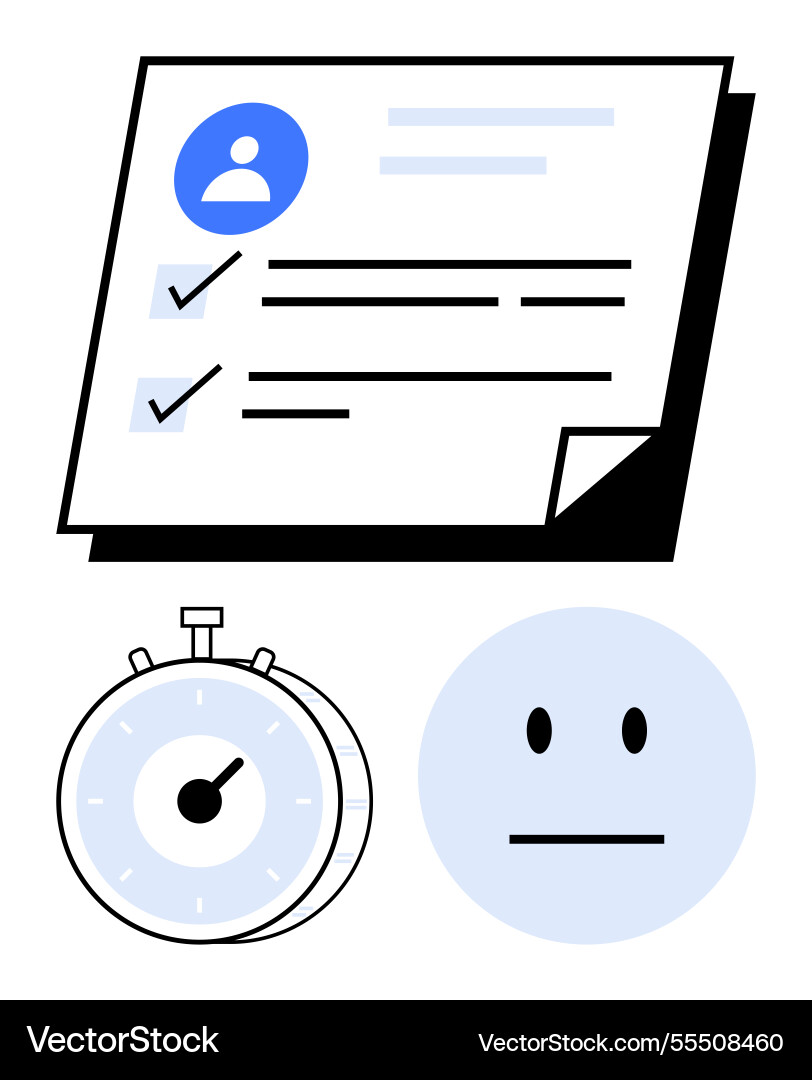 Task completion checklist with stopwatch Task completion checklist with stopwatch vector image