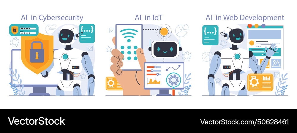 Ai integration set artificial intelligence Ai integration set artificial intelligence vector image