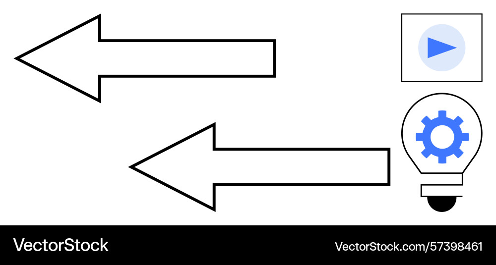 Bidirectional arrows with play button vector image