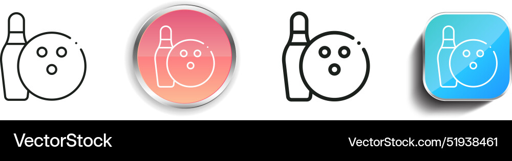 Bowling pin icon thin linear regular and button Bowling pin icon thin linear regular and button Vector Image